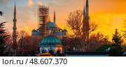 Istanbul. Türkiye. Sultanahmet (Blue Mosque) at sunset, Istanbul. Стоковое фото, фотограф Анна Чижова / Фотобанк Лори