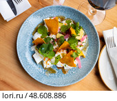 Appetizing salad Burrato a la Mexicana. Стоковое фото, фотограф Яков Филимонов / Фотобанк Лори