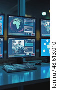 Multiple screens displaying various images symbolizing data monitoring and analysis, front view, bright lighting, tech color palet. Стоковое AI-видео, аниматор Sergey Grishin / Фотобанк Лори