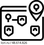 Схематическое изображение карты с метками и связями. Стоковое AI-изображение, AI-художник Ольга Невская / Фотобанк Лори