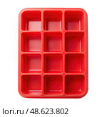 Red Ice Tray With Compartments. Generative AI. Стоковое AI-изображение, AI-художник Roman Zavorotny / Фотобанк Лори