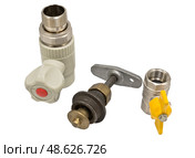 Водопроводные краны на белом фоне. Water valves set isolated on white background. Стоковое фото, фотограф Татьяна Д / Фотобанк Лори