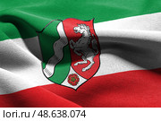 3D illustration flag of North Rhine-Westphalia is a region of Ge. Стоковое фото, фотограф Максим Гребешков / Фотобанк Лори