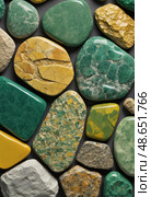 A vibrant collection of unakite mineral stones and epidosite showcases the unique textures and colors of metamorphic rock Generative AI. Стоковое AI-изображение, AI-художник Юлия Петровская / Фотобанк Лори