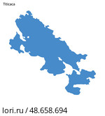 Blue outline map of Titicaca Lake, Isolated vector siilhouette. Стоковая иллюстрация, иллюстратор Максим Гребешков / Фотобанк Лори