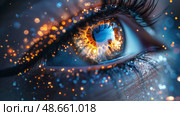 A Mystical Portrait Enhanced with Ethereal Light Accentuated by Sparkling Visual Effects for a Dreamlike Quality. Стоковое AI-изображение, AI-художник Anastasy Yarmolovich / Фотобанк Лори