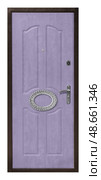 Model of entrance metal door isolated on white background. Стоковое фото, фотограф Елена  Попкова / Фотобанк Лори