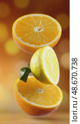 Orange and lemon slices rotating on gold background. Стоковое AI-видео, аниматор Юрий Поздников / Фотобанк Лори