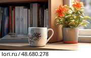 design coffee mug in office ai generated. Стоковое AI-изображение, AI-художник Vectorwin / Фотобанк Лори