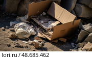 cardboard crushed box ai generated. Стоковое AI-изображение, AI-художник Vectorwin / Фотобанк Лори