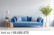 focal blue couch ai generated. Стоковое AI-изображение, AI-художник Vectorwin / Фотобанк Лори