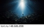 fluorescence light underwater ai generated. Стоковое AI-изображение, AI-художник Vectorwin / Фотобанк Лори