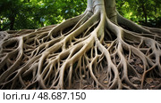 thick plants with roots ai generated. Стоковое AI-изображение, AI-художник Vectorwin / Фотобанк Лори