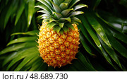 tropical pineaple pineapple fruit ai generated. Стоковое AI-изображение, AI-художник Vectorwin / Фотобанк Лори