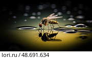 eggs mosquito in water ai generated. Стоковое AI-изображение, AI-художник Vectorwin / Фотобанк Лори