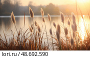 serene cattail plant ai generated. Стоковое AI-изображение, AI-художник Vectorwin / Фотобанк Лори