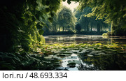 pond leaf boarders ai generated. Стоковое AI-изображение, AI-художник Vectorwin / Фотобанк Лори