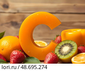 Витамин C (аскорбиновая кислота) / Vitamin C (ascorbic acid) Стоковое AI-изображение, AI-художник Александр Селезнев / Фотобанк Лори