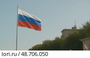 Группа людей разного происхождения выпускает белых голубей в небо рядом с флагом России. Сцена отражает празднование Дня России 12 июня. Стоковое AI-видео, аниматор Ольга Невская / Фотобанк Лори