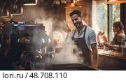 lte working at a coffee shop ai generated. Стоковое AI-изображение, AI-художник Vectorwin / Фотобанк Лори