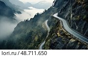 cliff dangerous road ai generated. Стоковое AI-изображение, AI-художник Vectorwin / Фотобанк Лори