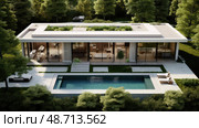 minimalist top view house ai generated. Стоковое AI-изображение, AI-художник Vectorwin / Фотобанк Лори