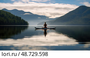 paddleboard zen water ai generated. Стоковое AI-изображение, AI-художник Vectorwin / Фотобанк Лори