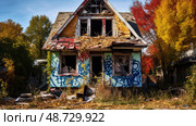 disrepair torn down house ai generated. Стоковое AI-изображение, AI-художник Vectorwin / Фотобанк Лори
