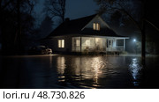 lights flooding house ai generated. Стоковое AI-изображение, AI-художник Vectorwin / Фотобанк Лори