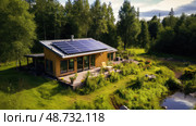 windturbine eco house ai generated. Стоковое AI-изображение, AI-художник Vectorwin / Фотобанк Лори