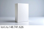 Minimalist white product box concept representing modern packaging design or unbranded retail mockup for ecommerce, branding, or promotional presentation. Стоковое AI-изображение, AI-художник Igor Tichonow / Фотобанк Лори