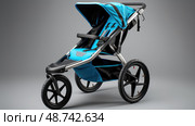 parents baby stroller blue ai generated. Стоковое AI-изображение, AI-художник Vectorwin / Фотобанк Лори