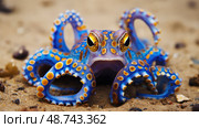 venomous blue ringed octopus ai generated. Стоковое AI-изображение, AI-художник Vectorwin / Фотобанк Лори