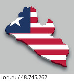 3d isometric Map of Liberia with national flag. Стоковая иллюстрация, иллюстратор Максим Гребешков / Фотобанк Лори