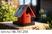 design cardinal bird house ai generated. Стоковое AI-изображение, AI-художник Vectorwin / Фотобанк Лори