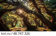 twisted eastern red cedar tree ai generated. Стоковое AI-изображение, AI-художник Vectorwin / Фотобанк Лори