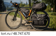 saddle bicycle bag ai generated. Стоковое AI-изображение, AI-художник Vectorwin / Фотобанк Лори