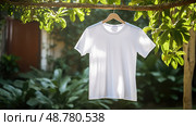 naure white t shirt hanger ai generated. Стоковое AI-изображение, AI-художник Vectorwin / Фотобанк Лори