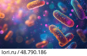 Colorful bacteria are actively engaged with antibodies, Стоковое AI-изображение, AI-художник Anastasy Yarmolovich / Фотобанк Лори