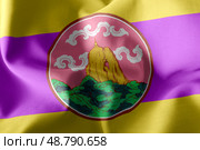 3D illustration flag of Phatthalung is a province of Thailand. W. Стоковое фото, фотограф Максим Гребешков / Фотобанк Лори
