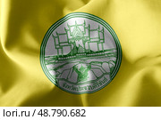 3D illustration flag of Prachuap Khiri Khan is a province of Tha. Стоковое фото, фотограф Максим Гребешков / Фотобанк Лори