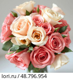 Close up of a bouquet of roses. Стоковое AI-изображение, AI-художник Анастасия / Фотобанк Лори