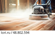 process wood floor refinishing ai generated. Стоковое AI-изображение, AI-художник Vectorwin / Фотобанк Лори