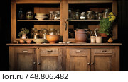 grain old kitchen cabinet ai generated. Стоковое AI-изображение, AI-художник Vectorwin / Фотобанк Лори