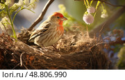 photograph house finch ai generated. Стоковое AI-изображение, AI-художник Vectorwin / Фотобанк Лори