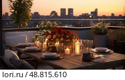 romantic gathering table ai generated. Стоковое AI-изображение, AI-художник Vectorwin / Фотобанк Лори