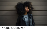 timid shy black woman ai generated. Стоковое AI-изображение, AI-художник Vectorwin / Фотобанк Лори