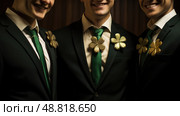 celebration gold 4 leaf clovers ai generated. Стоковое AI-изображение, AI-художник Vectorwin / Фотобанк Лори