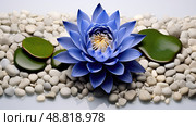 focal blue lotus ai generated. Стоковое AI-изображение, AI-художник Vectorwin / Фотобанк Лори