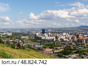 Панорамный вид на Красноярск с Караульной горы (2015 год). Стоковое фото, фотограф Сергей Веселовский / Фотобанк Лори